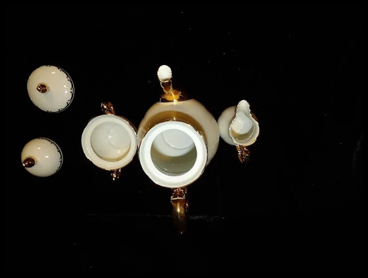 Antique Konigl Pr Tettau Bavarian Tea Set 22kt Gold Accents - 13