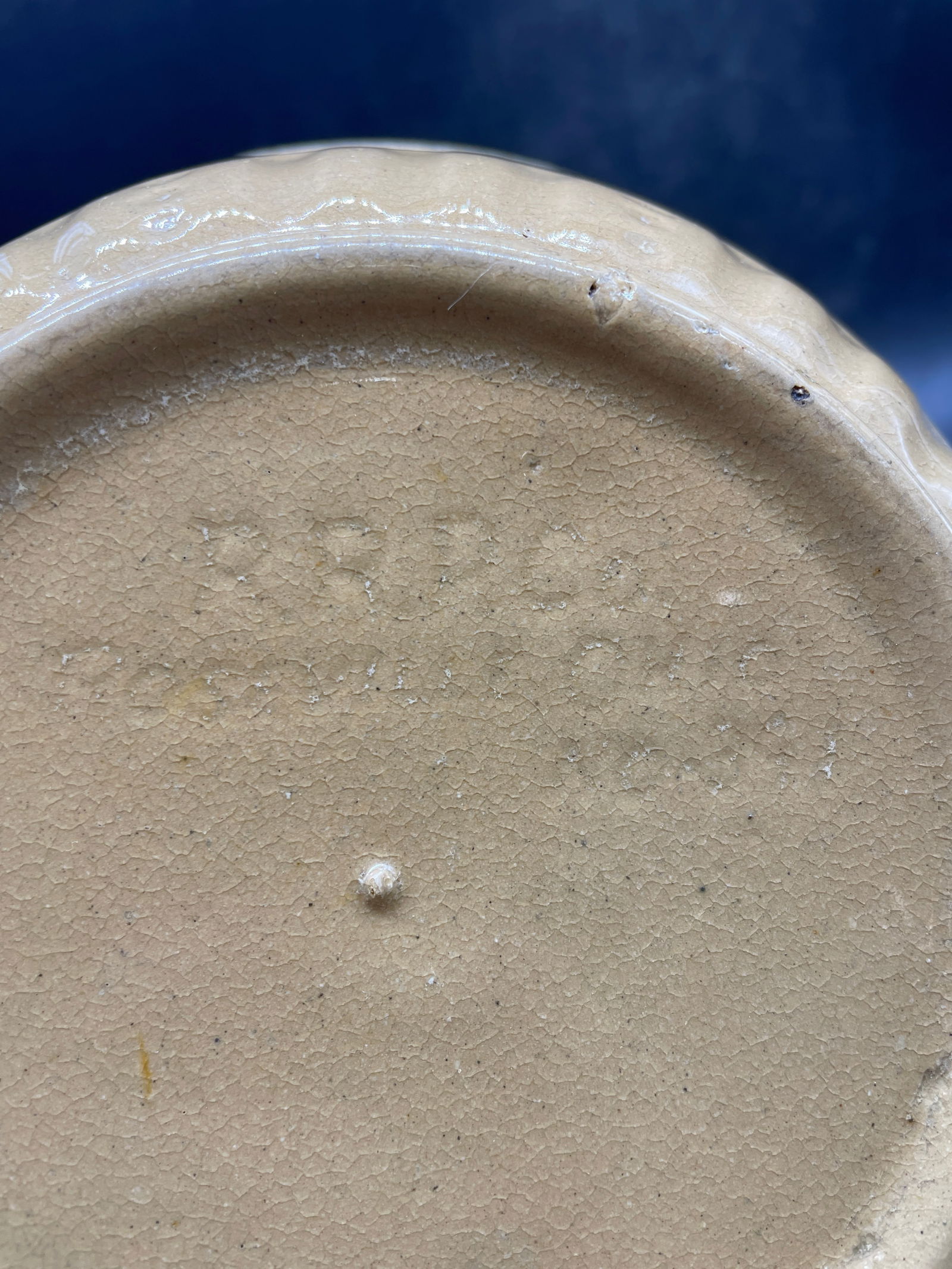 Antique 9" YellowWare Mixing Bowl with Red & White Bands - 8