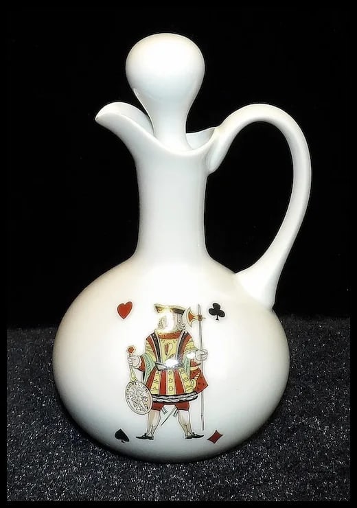 Vintage Porcelaine de Paris Neiman Marcus Limoges France 9 piece Liquor Decanter with King, Queen, - 9