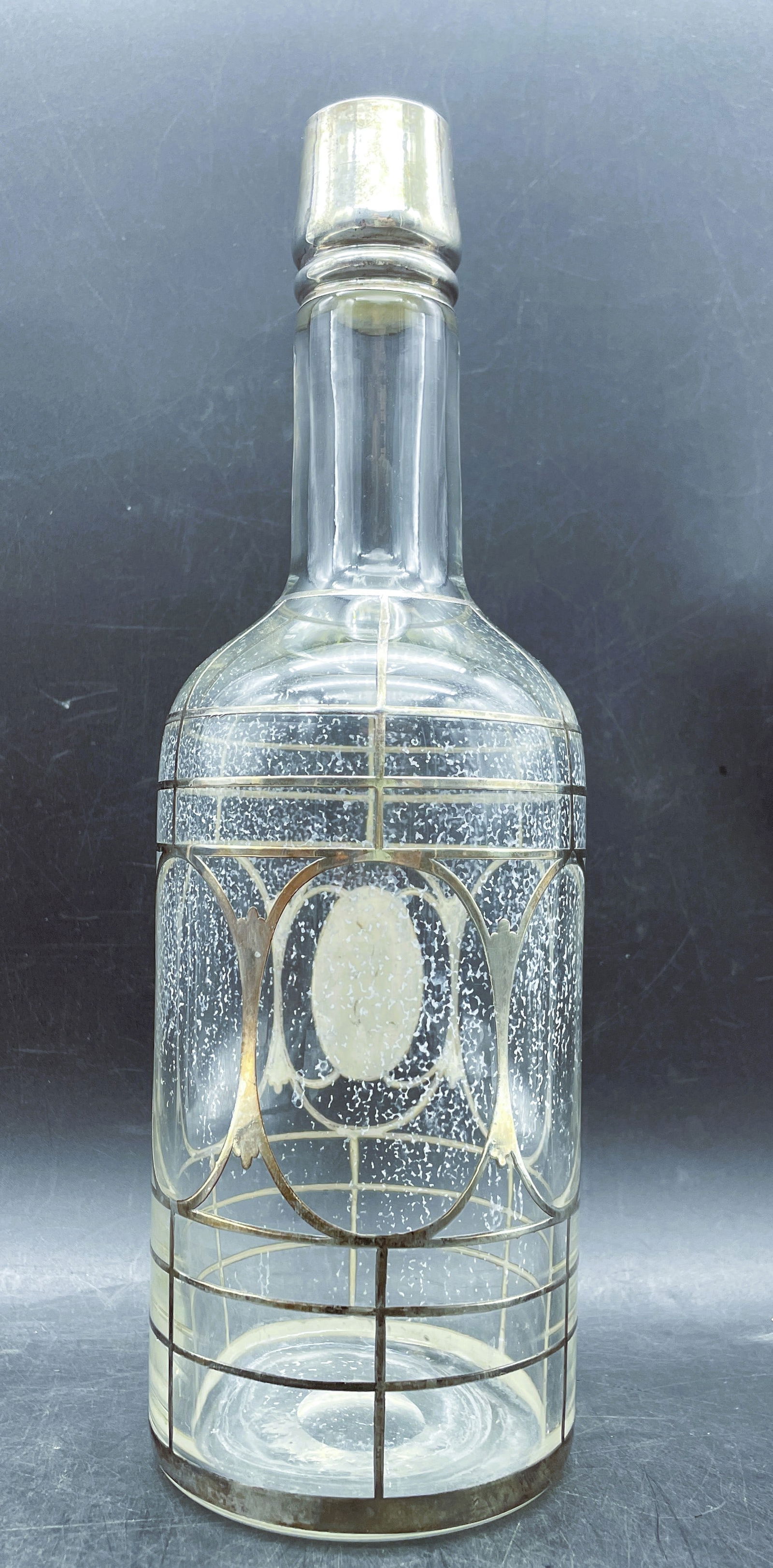 Sterling SILVER OVERLAY BACK BAR WHISKEY BOTTLE Monogramed - 4