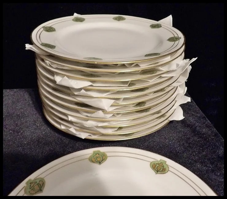 RARE Haviland France White with Gold Accent and Green Christmas Ornament Tea Set - 10