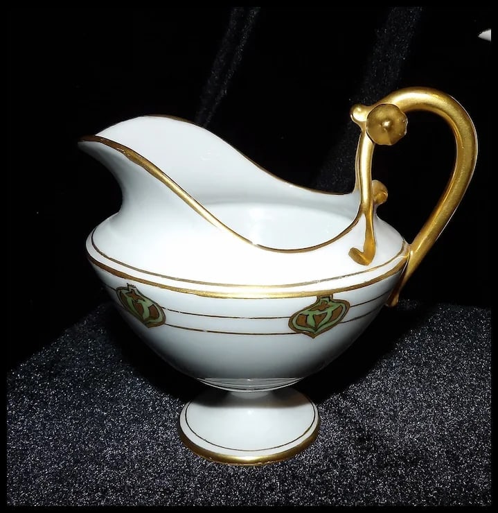RARE Haviland France White with Gold Accent and Green Christmas Ornament Tea Set - 5