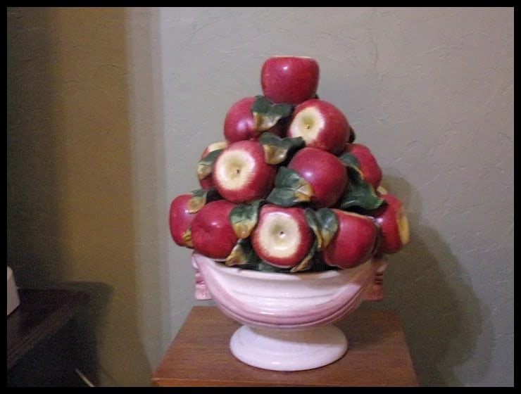 Vintage Three Hands Corp. Porcelain Apple Center Piece - 3