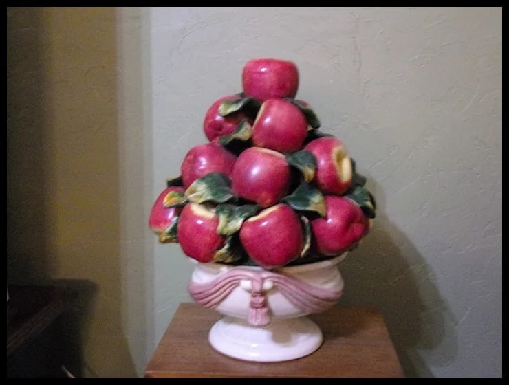 Vintage Three Hands Corp. Porcelain Apple Center Piece - 5