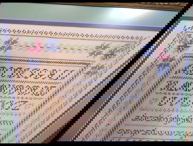 Vintage Handmade Cross Stitch Sampler Large Frame 1998 - 3