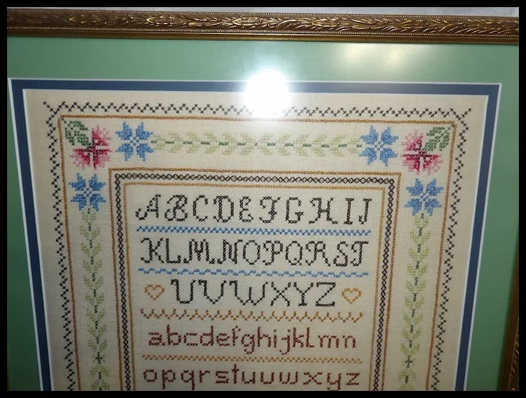 Vintage Handmade Cross Stitch Sampler Large Frame 1998 - 7