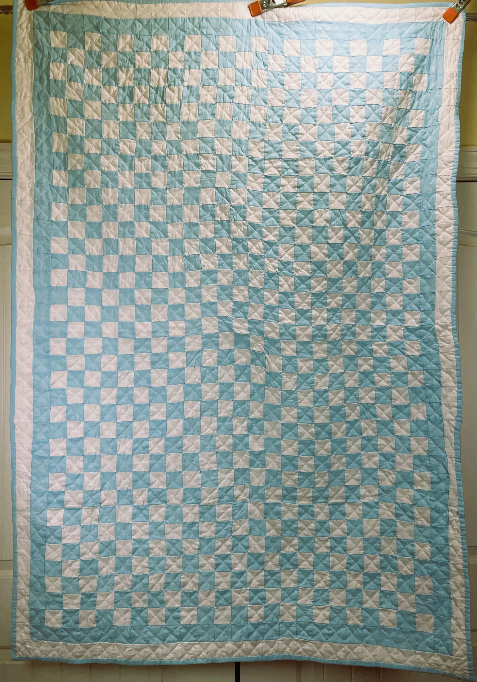 Handmade Blue & White Patchwork Quilt (1 of 8)