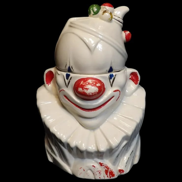 McCoy Clown Face Cookie Jar- 1940’s Cold Painted (1 of 9)