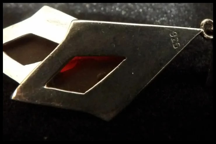 Vintage 925 Silver Earrings with Art Deco Geometric Shape - 3