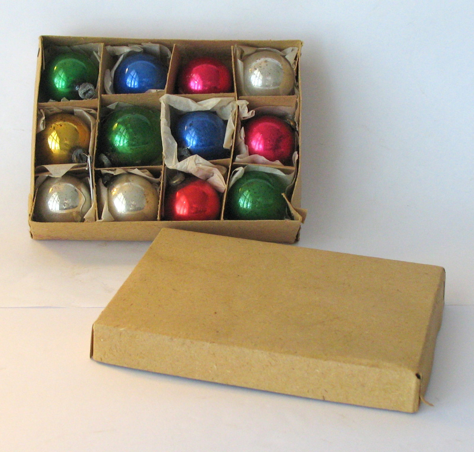 Box of antique Christmas feather tree ornaments. (1 of 3)