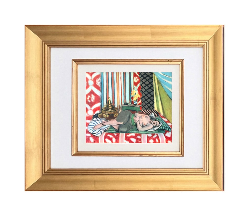 Matisse 14 Recumbent Odalisque with Silver Grey Trousers Framed: Title: Matisse 14 Recumbent Odalisque with Silver Grey Trousers Framed Artist: Henri Matisse Description: Title: Recumbent Odalisque with Silver Grey Trousers Artist: Henri Matisse (After) Country: Fr