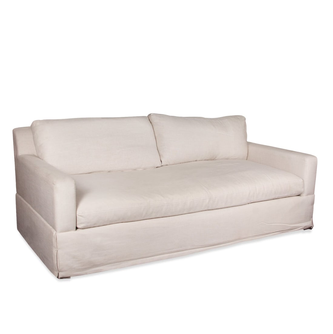 Modern Sofa with Belgian Linen Slip Cover from Z Gallerie: Title: Modern Sofa with Belgian Linen Slip Cover from Z Gallerie Description: Experience contemporary comfort with this modern 2-seater sofa from Z Gallerie. Upholstered in a luxurious Belgian Linen S