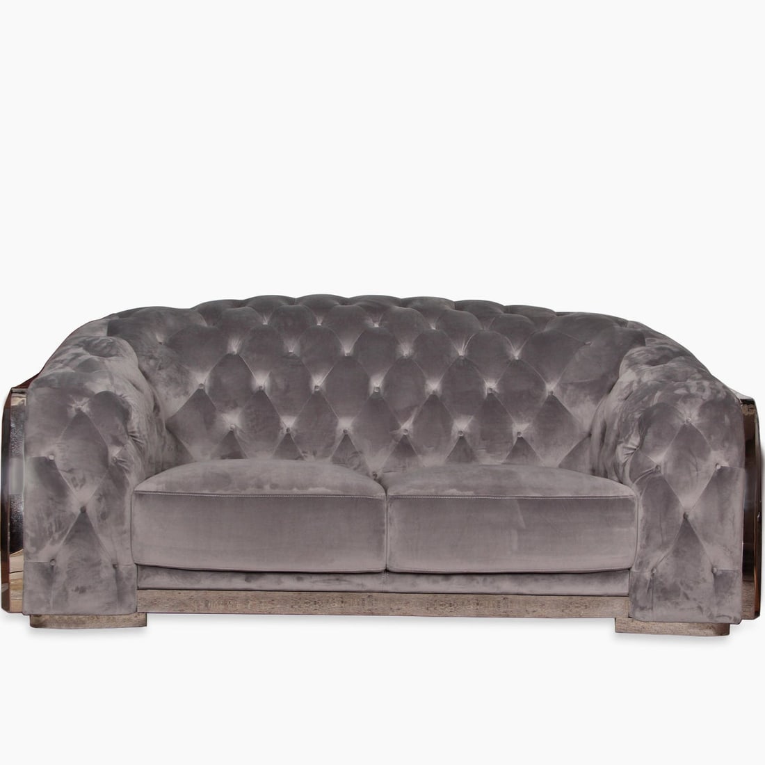 MASSIMO SILVER Loveseat by Roberto Grassie: Title: MASSIMO SILVER Loveseat by Roberto Grassie Description: Massimo luxury Sofa is an original Roberto Grassie design with elegant quilted detail n the outside and large tufted arms and back. The R