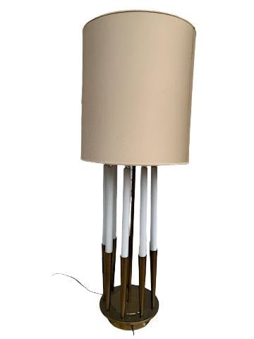 New - Mid Century Modern Brass Stiffle Candelabra Lamp by Tommi Parzinger: Mid Century Modern Tommi Parzinger for Stiffel Table Lamp With Shade The brass base has nine brass candleholders that rise to hold candelabra bulbs that illuminate at the bottom of the shade. The top