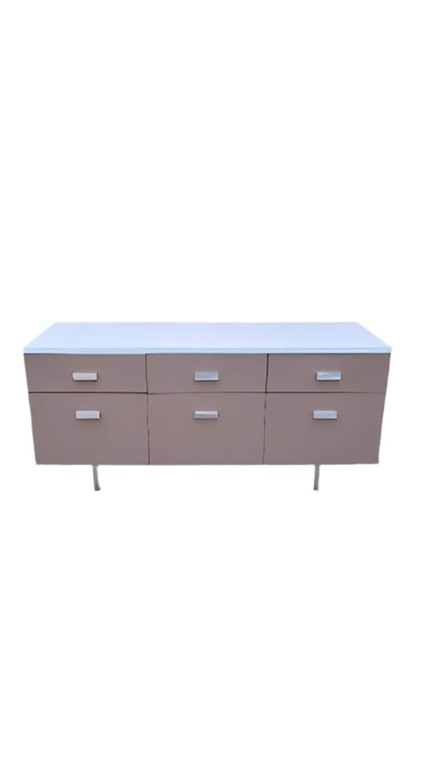 Mid Century Modern Management Group Metal Credenza by George Nelson for Herman Miller: Mid Century Modern Management Group Metal Credenza by George Nelson for Herman Miller Nelson design for Herman Miller, Modern Management Group (M.M.G.), this credenza has six drawers with tan sides an