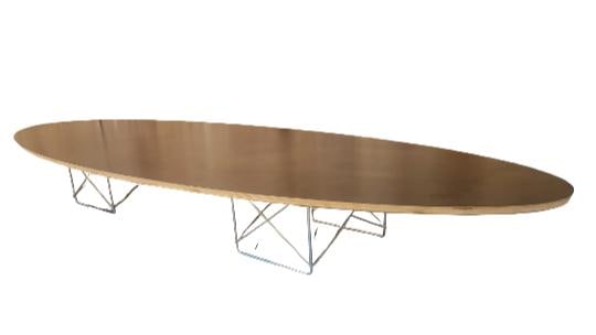 Mid Century Modern Herman Miller Surfboard Table: Mid Century Modern Herman Miller for Eames Surfboard Table Mid Century Modern Charles & Ray Eames Surfboard Coffee Table has a black laminated top with Eiffel metal base. This is perfect as a larg