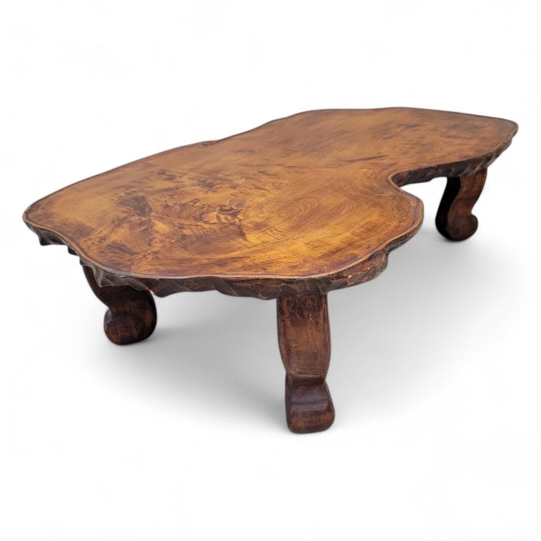 Mid Century Modern Nakashima Style Live Edge Low Profile Rustic Coffee Table (1 of 9)