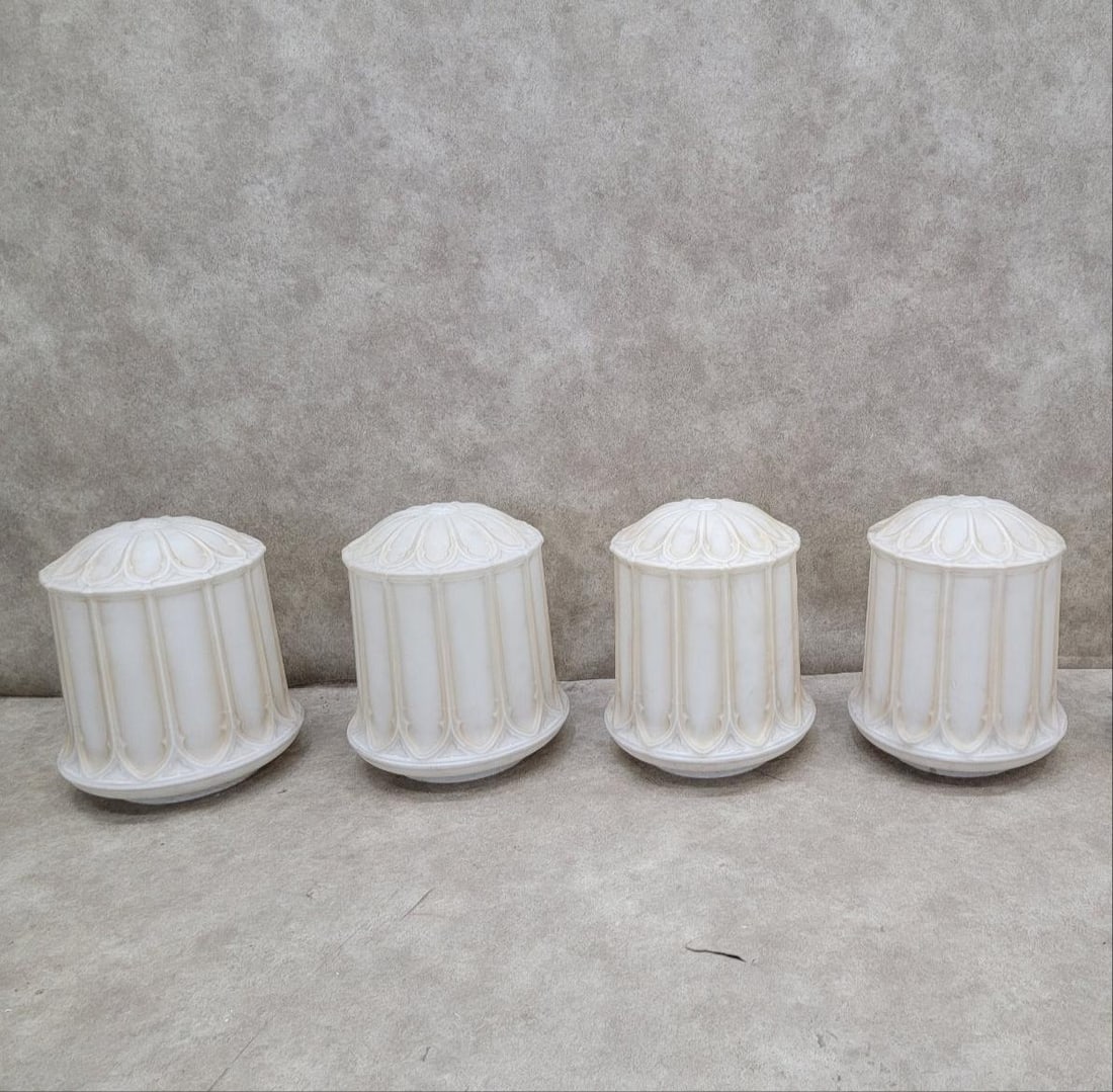 Antique Victorian Milk Glass Pendant Lights - Set of 4: Antique Victorian Milk Glass Pendant Lights - Set of 4 Featuring 4 Chicago Church Salvaged Antique Milk Glass Pendant Lights from the 1920’s ***2 pendants sold separately Circa Early 20th Centur