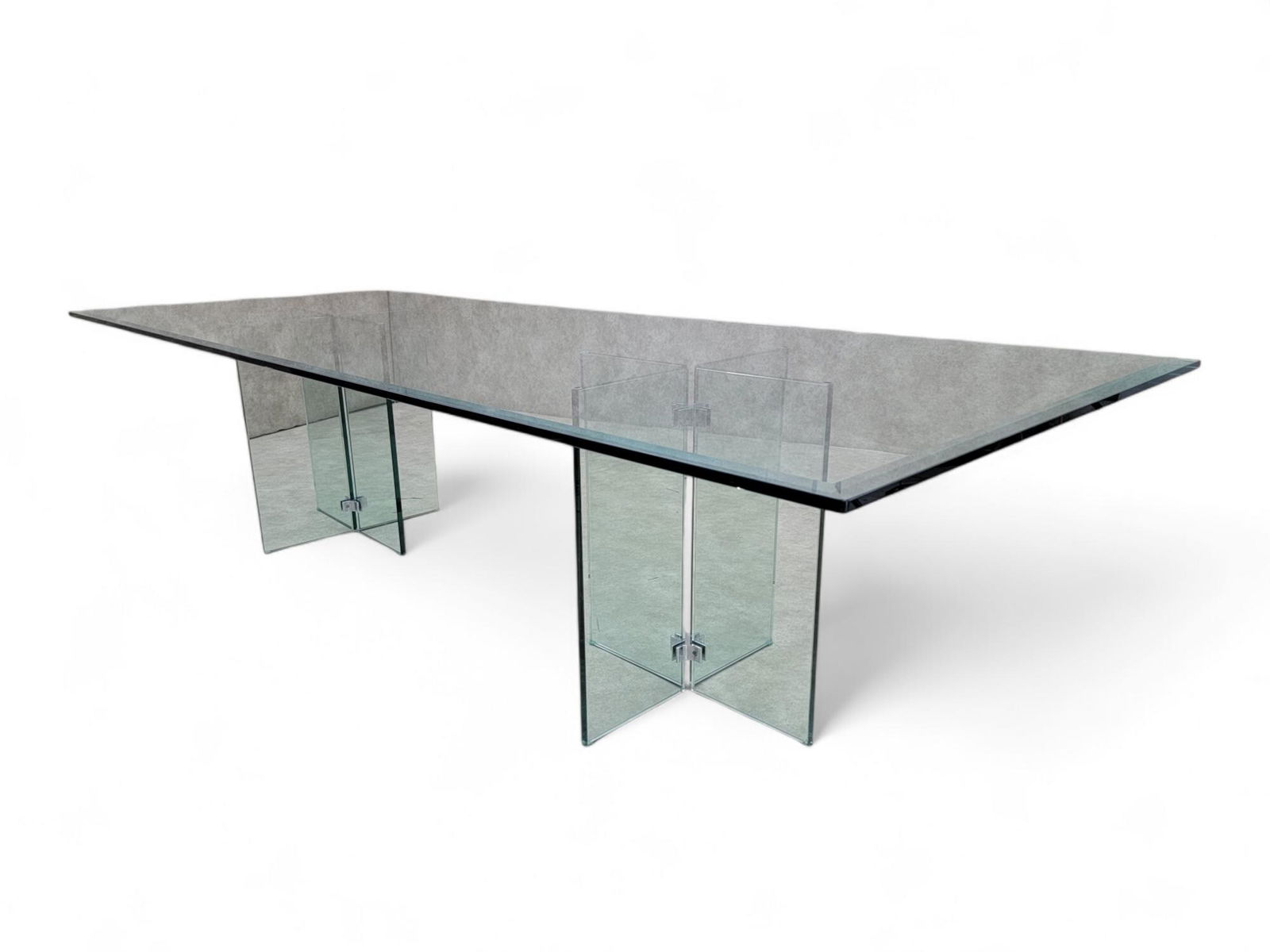 Mid Century Modern Peter Ghyczy Style Beveled Glass Top Pedestal Dining/Conference Table/ Desk (1 of 10)
