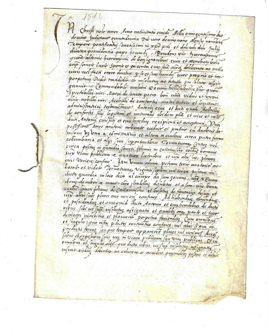 1512 Vellum Legal Manuscript Italy Renaissance: Title: 1512 Vellum Legal Manuscript Italy Renaissance Additional Information: A nicely penned four page vellum legal document dated 1512 during the Italian renaissance. In Latin, untranslated with int