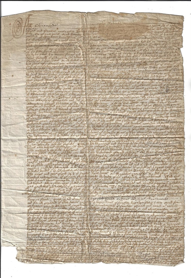 17th C Scottish Manuscript Legal Document: Title: 17th C Scottish Manuscript Legal Document Additional Information: A very detailed legal document from the 17th century Scotland pertaining to a legal agreement regarding property. Measures 12 x