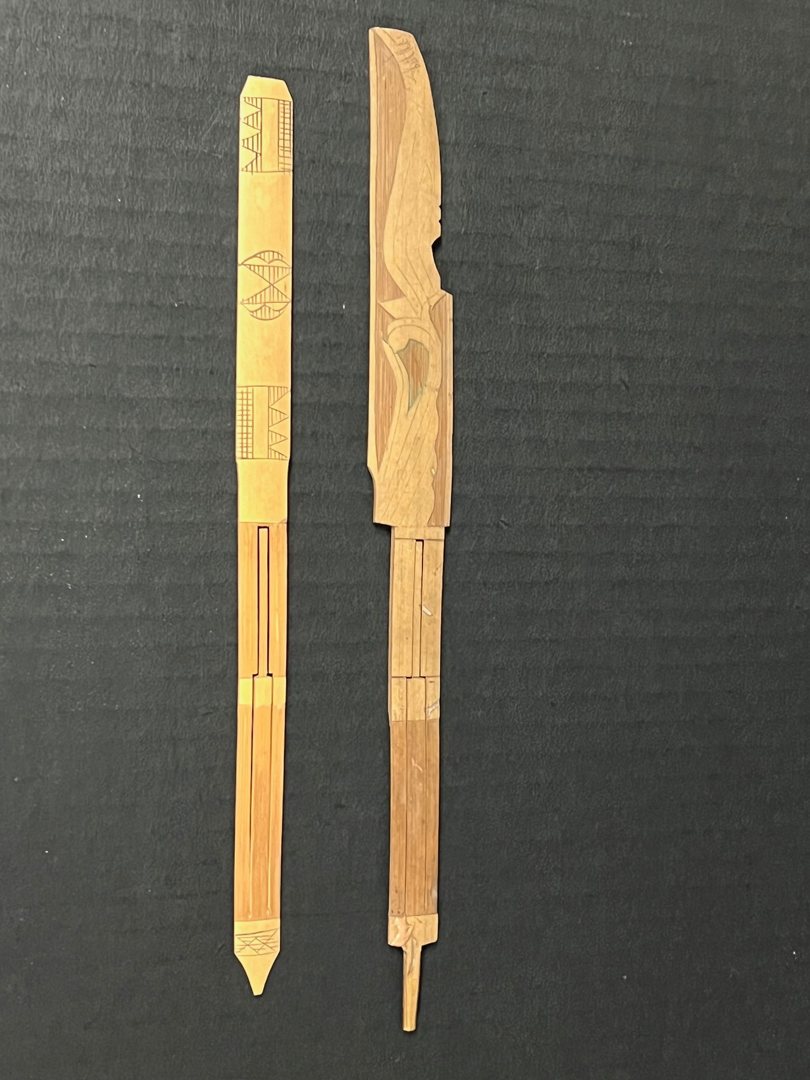 Late 20th Century Philippine Tribal Art Carved Bamboo Mouth Harp Set of 2: Title: Late 20th Century Philippine Tribal Art Carved Bamboo Mouth Harp Set of 2 Date/Period: Late 20th Century Description: Philippine Tribal Art Carved bamboo Mouth Harp Set of 2 Materials: Bamboo S