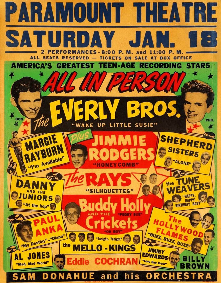 BUDDY HOLLY & THE CRICKETS JUMBO GLOBE CONCERT POSTER (1 of 1)