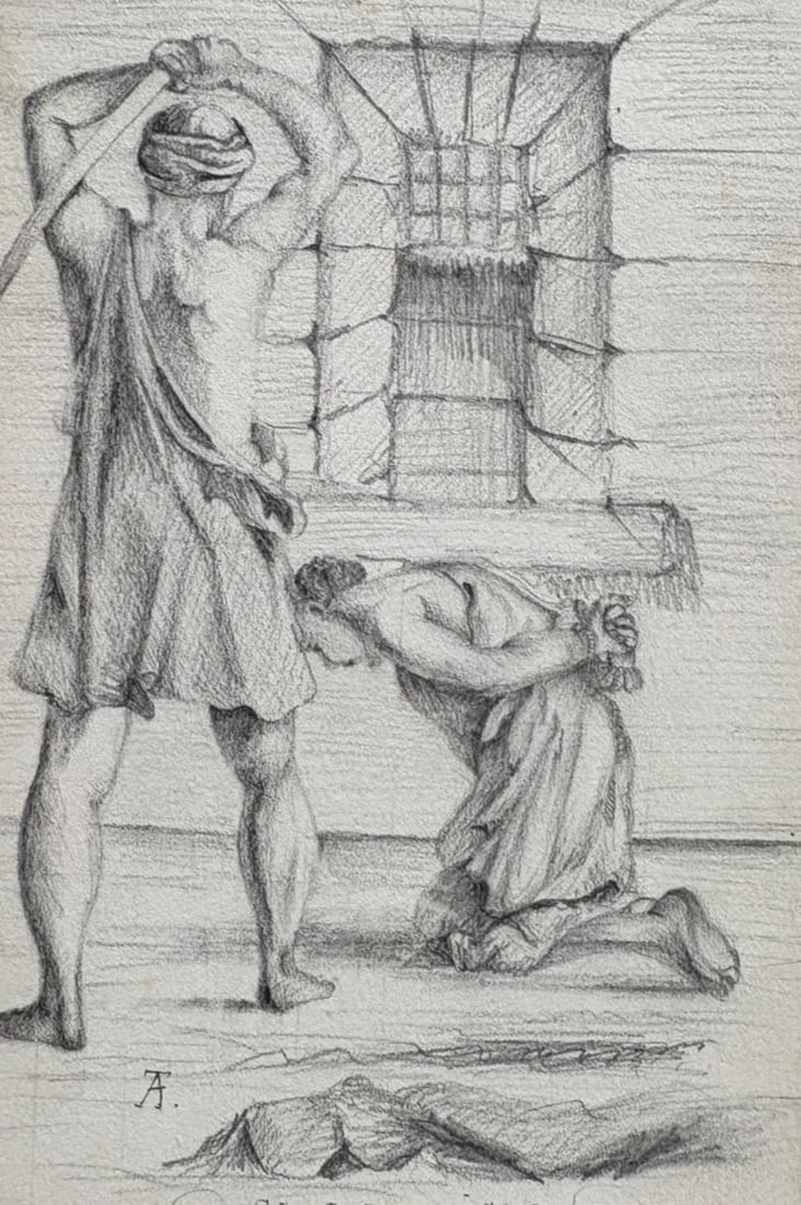 Antique Drawing St Jean Baptiste, Bible, Religious Artwork: Title: Antique Drawing St Jean Baptiste, Bible, Religious Artwork Description: Pencil on paper 14.5 x 19.5 cm All our artworks are packaged to a very high standard, using protective cellophane wallets