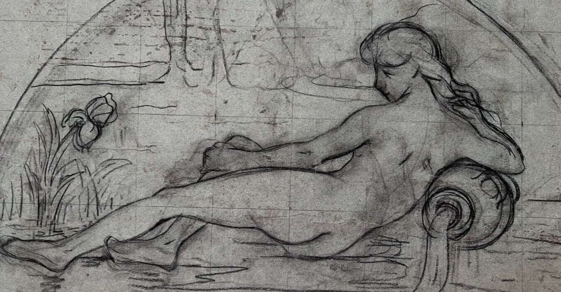 19th century Figure Woman in River Landscape Drawing Antique Original: Title: 19th century Figure Woman in River Landscape Drawing Antique Original Description: Pencil/ Ink on paper 31.5 x 51 cm folds stains All our artworks are packaged to a very high standard, using pr