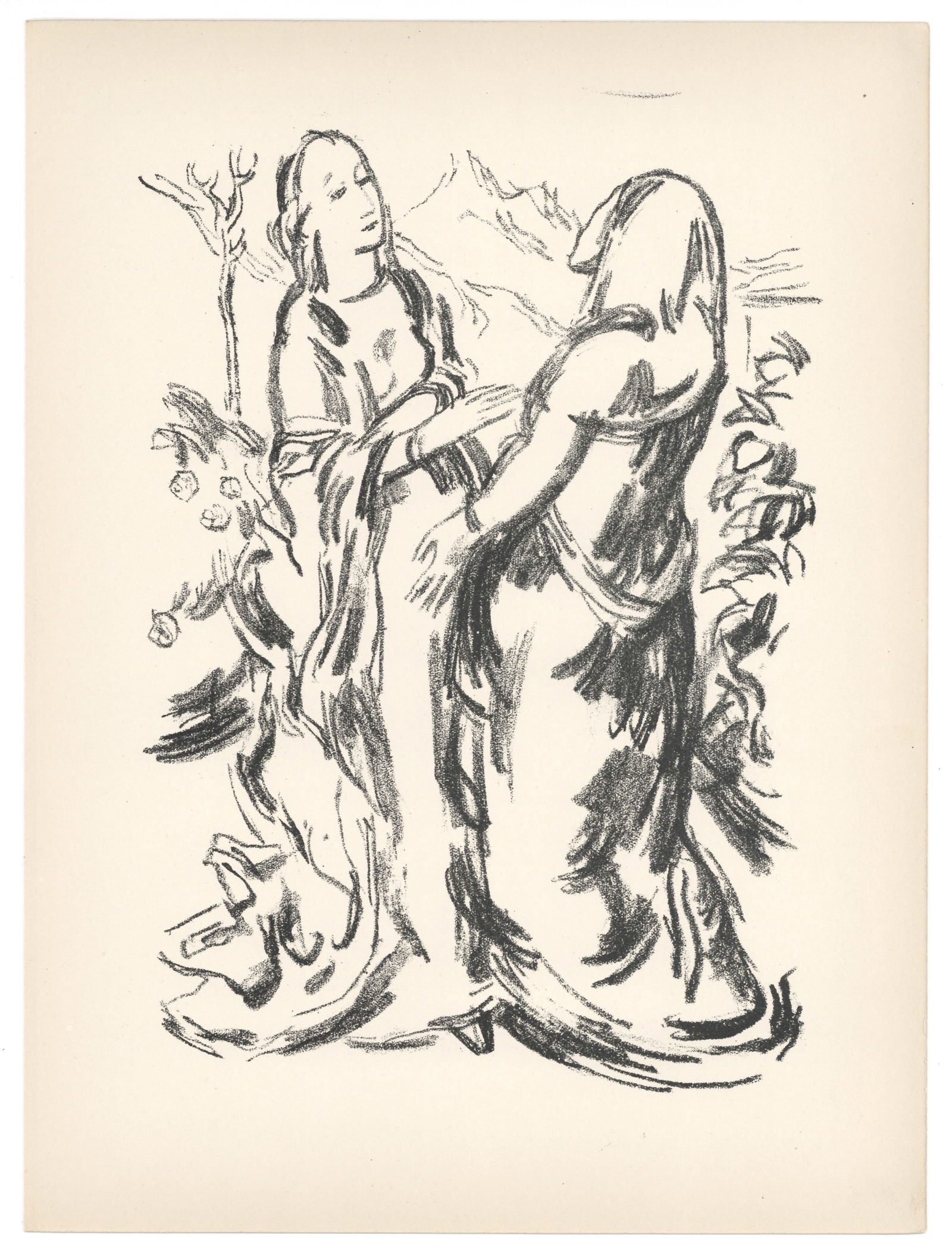 Karl Caspar original lithograph The Visitation (Heimuchung) (1 of 1)