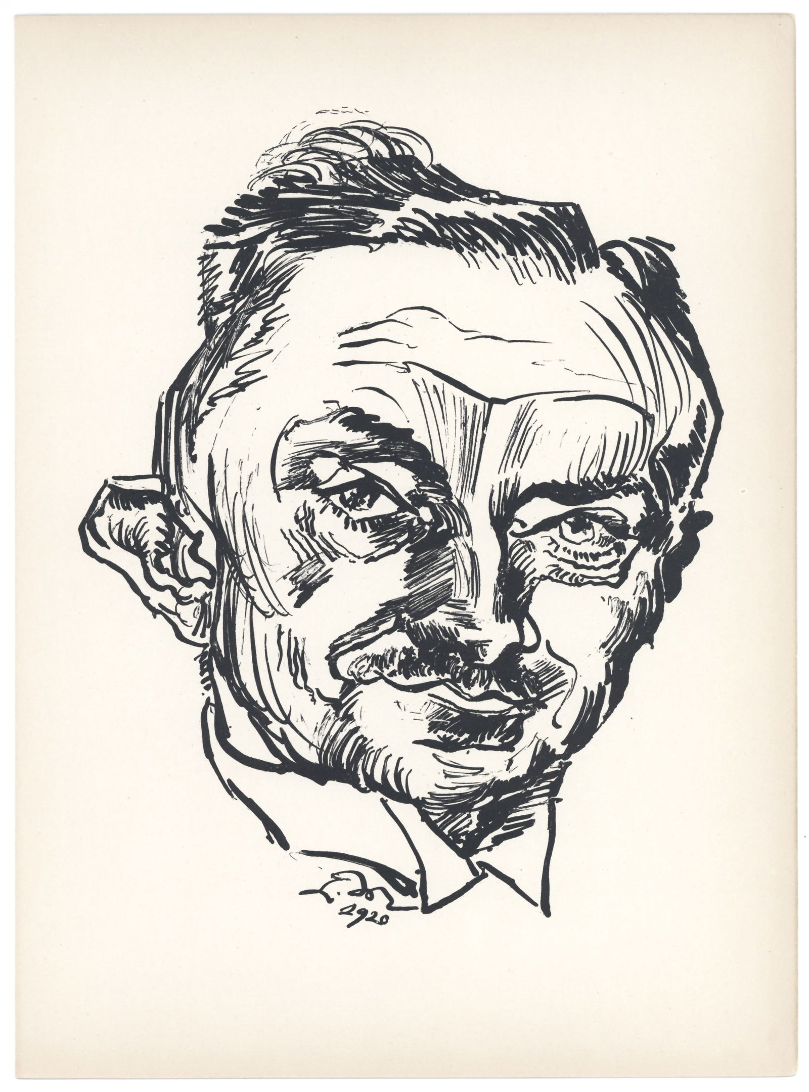 Ludwig Meidner "Bildnis" original lithograph: Medium: original lithograph. Printed in 1920 on smooth wove paper for the Deutsche Graphiker der Gegenwart portfolio, and published in Leipzig by Klinkhardt & Biermann in an edition of 500. Sheet size