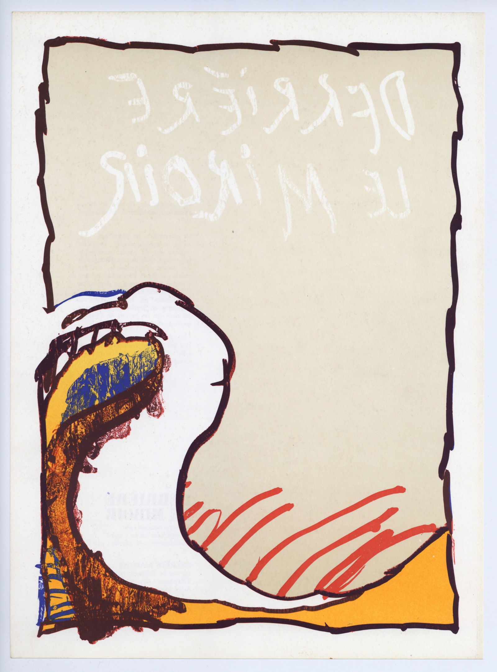 Pierre Alechinsky original lithograph, 1981: Medium: original lithograph. Printed in 1981 for the back cover of the art revue Derriere le Miroir (issue number 247) and published in Paris by Maeght. Size: 15 x 11 inches (378 x 277 mm). Please not