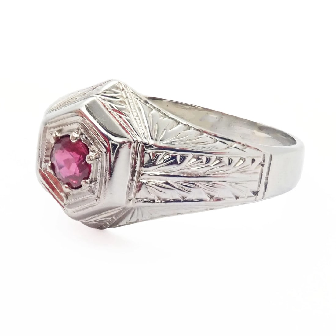 Vintage Estate 18k White Gold Ruby Art Deco Ring (1 of 3)