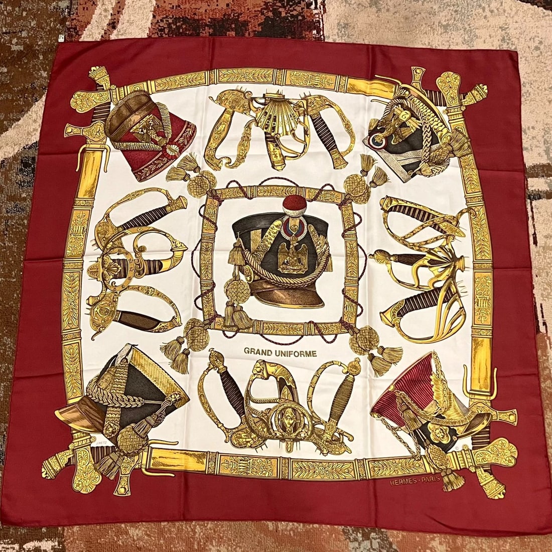 Authentic Hermès “Grande Uniforme” Silk Scarf – 90cm (1 of 9)