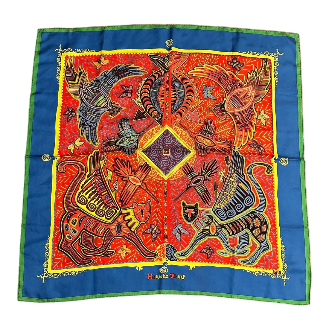 Authentic! Hermes Carre Peuple De Panama Vintage 90cm Mutlicolor Silk Scarf (1 of 5)