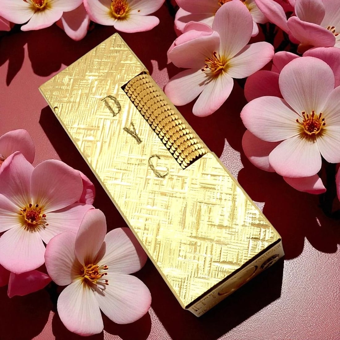 Vintage Dunhill Gold Plated Rollagas Lighter 1970's Monogrammed: This Vintage Dunhill Rollagas Lighter from the 1970s exudes timeless sophistication. Gold-plated with a distinctive textured finish, it showcases Dunhill’s iconic craftsmanship and luxurious des