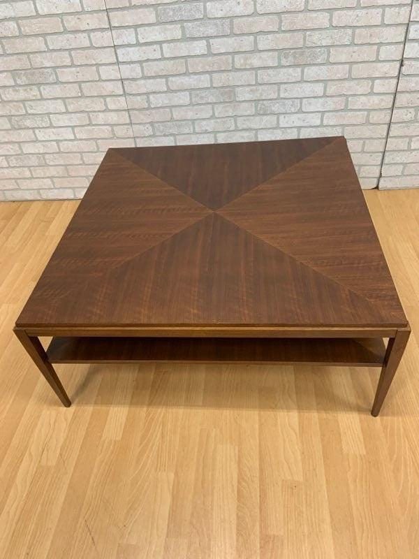 Mid Century Modern Tapered Leg 2 Tier Square Coffee Table by Baker - 2