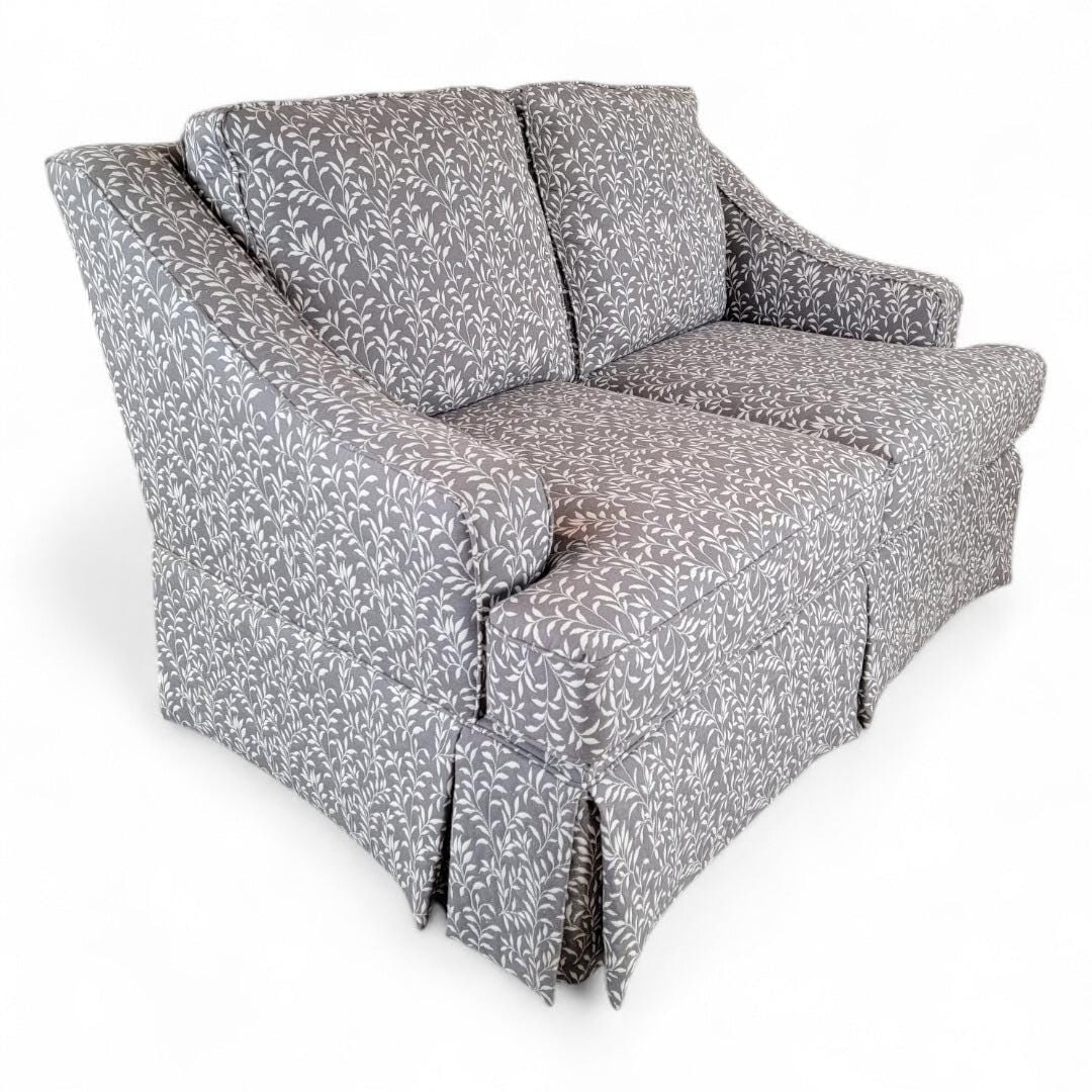 Vintage Contemporary Gray Leaf Print Fabric Sofa and Loveseat Set - 4