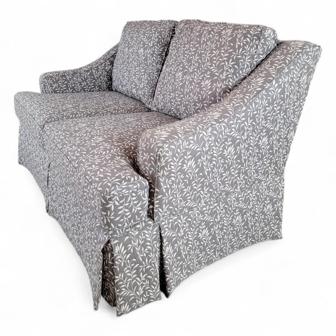 Vintage Contemporary Gray Leaf Print Fabric Sofa and Loveseat Set - 5