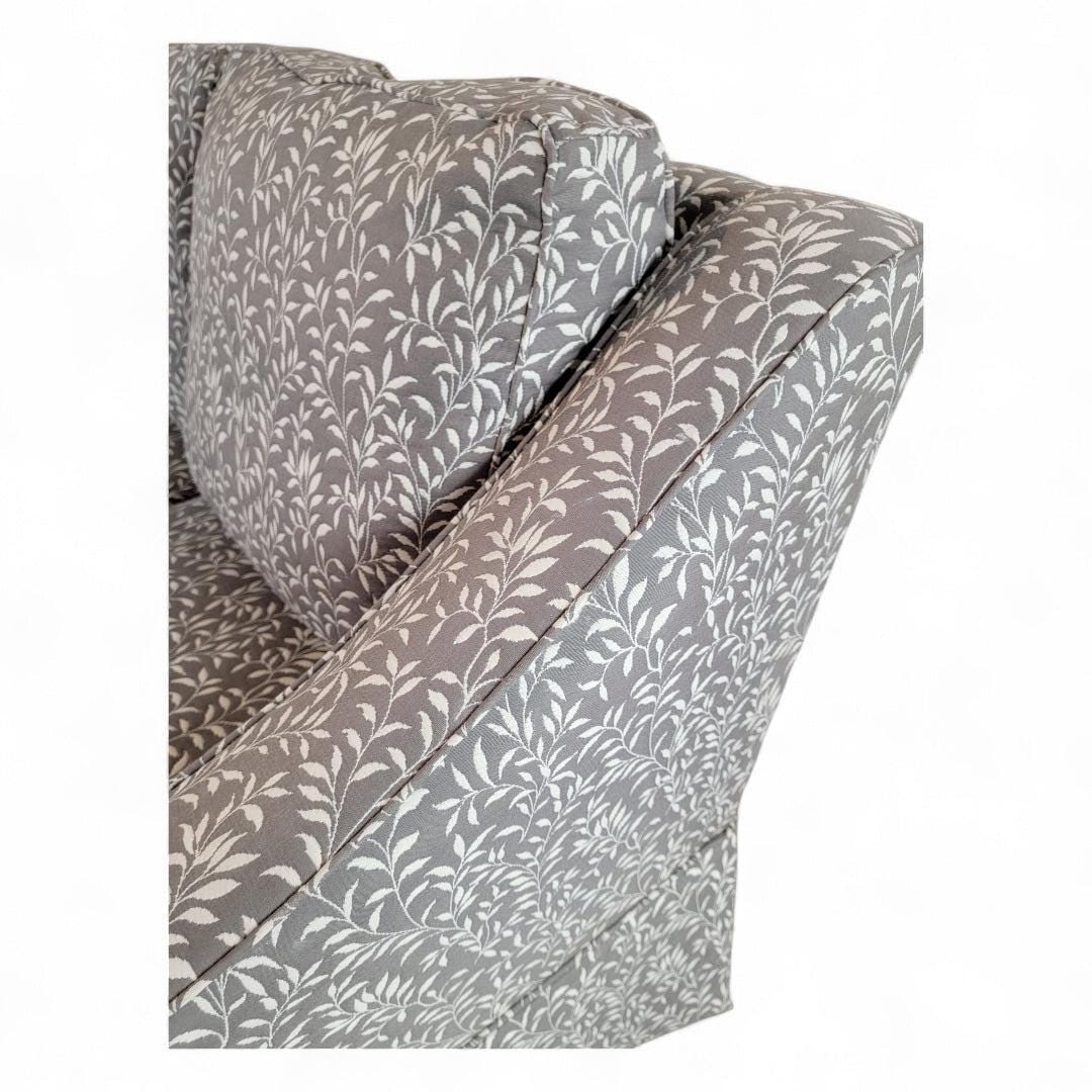 Vintage Contemporary Gray Leaf Print Fabric Sofa and Loveseat Set - 8