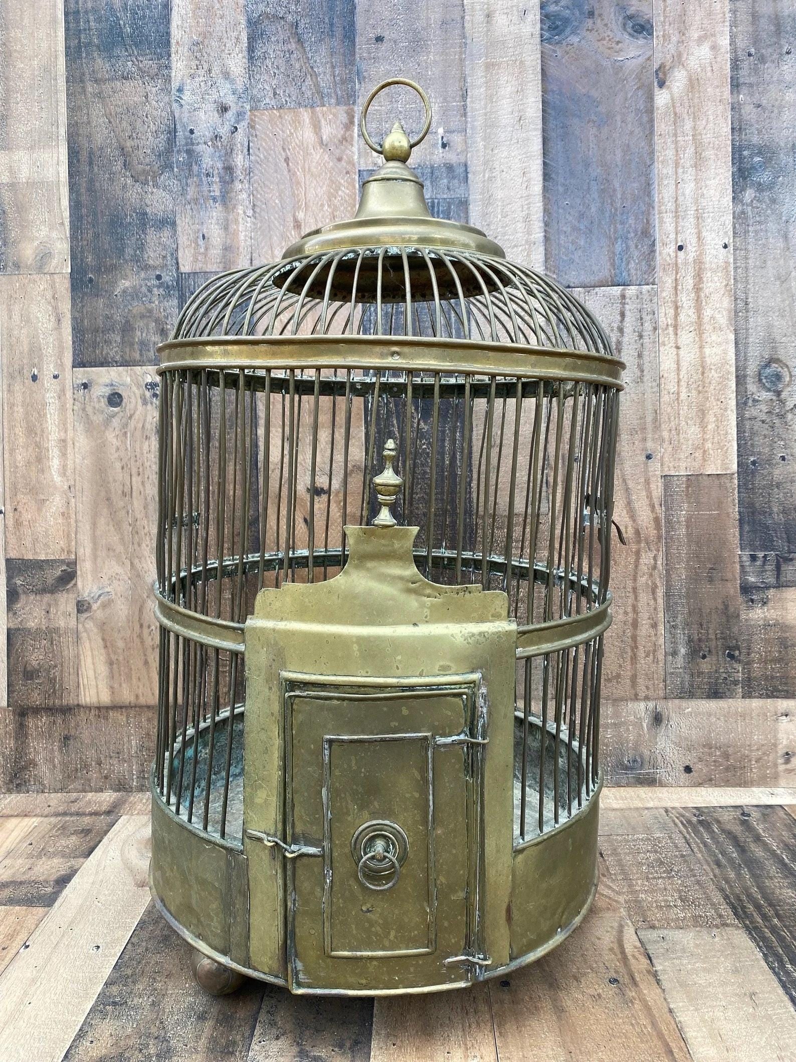Antique Hanging Chinese Birdcage with Brass Patina (1 of 7)
