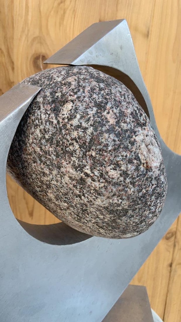 Vintage Thomas C. Hicks Jr. Steel and Stone Sculpture - 10