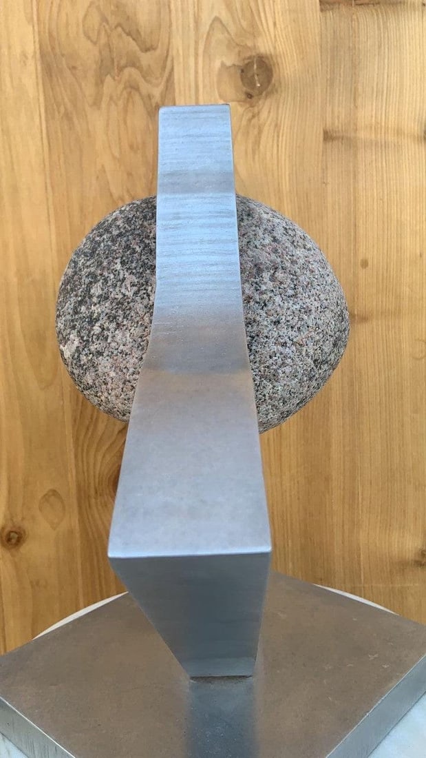 Vintage Thomas C. Hicks Jr. Steel and Stone Sculpture - 4