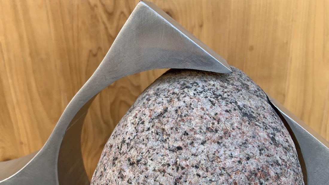 Vintage Thomas C. Hicks Jr. Steel and Stone Sculpture - 8