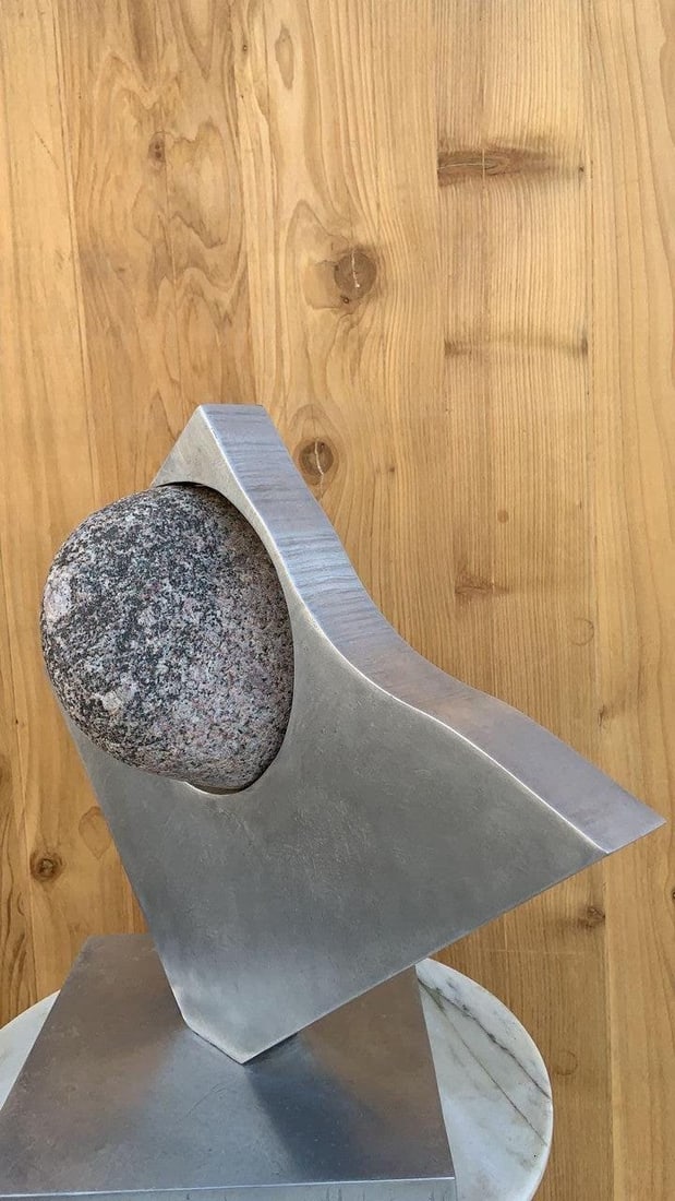 Vintage Thomas C. Hicks Jr. Steel and Stone Sculpture - 9