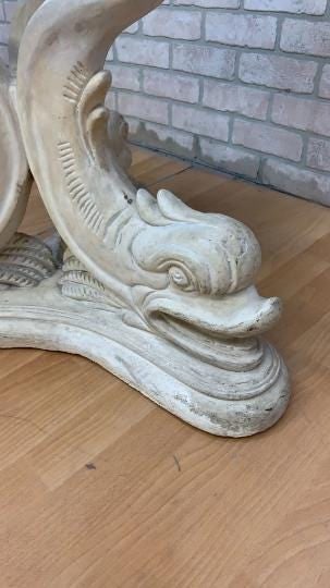 Hollywood Regency Asian Koi Dragon Fish Glass Top Console Table - 10