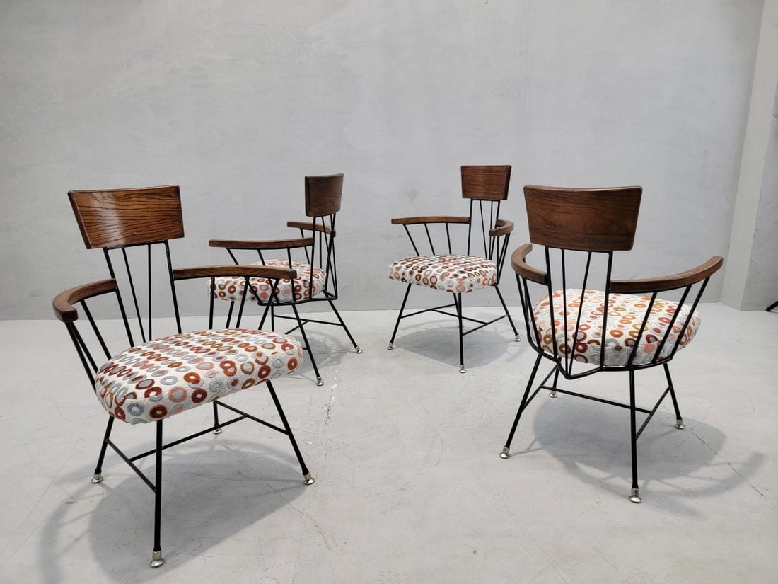 Mid Century Atomic Space Age Captain Chairs Pedestal Table by Selrite - 10