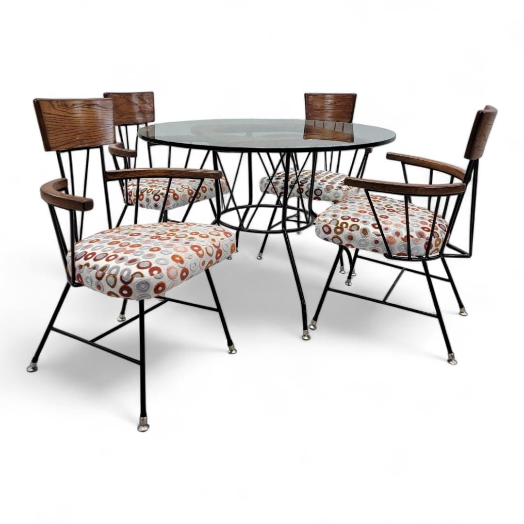 Mid Century Atomic Space Age Captain Chairs Pedestal Table by Selrite - 5