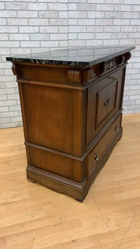 Vintage French Server Buffet with Marble and Drop Down Drawer Storage - 7