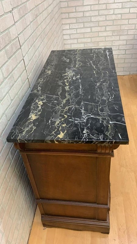 Vintage French Server Buffet with Marble and Drop Down Drawer Storage - 8
